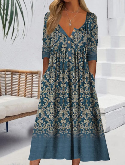【S-3XL】🌺👗2025 Hot sale nové módní dámské šaty s potiskem kapes