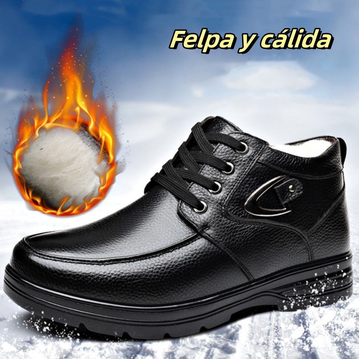 🔥【Nuevo producto】Otoño e invierno 2026, terciopelo para hombre, cuero suave y engrosado, zapatos casuales antideslizantes, botas cálidas de algodón【38-45】