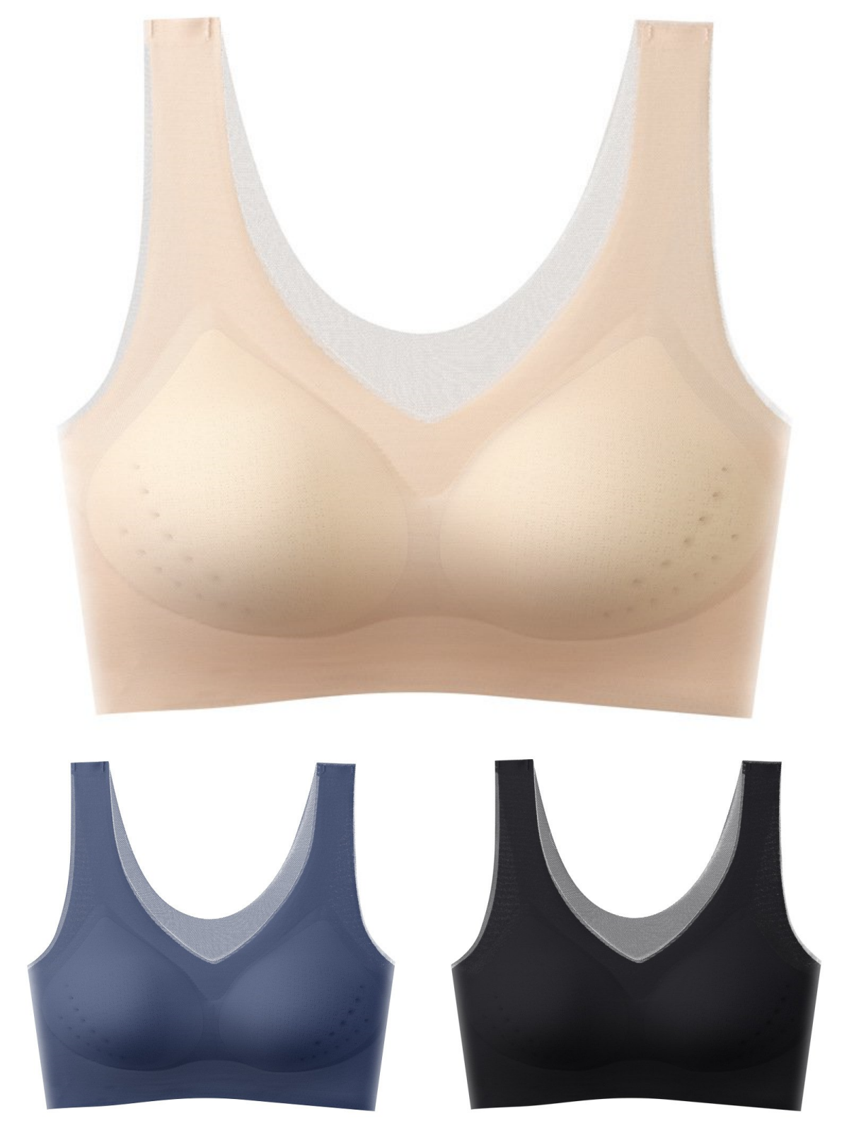 ❄️🧊【Oferta limitada】✨【Juego de 3 piezas】【40–120KG】Sujetador push-up de seda helada 2026 – sin costuras, ligero y transpirable ❄️💃【Comodidad diaria máxima】