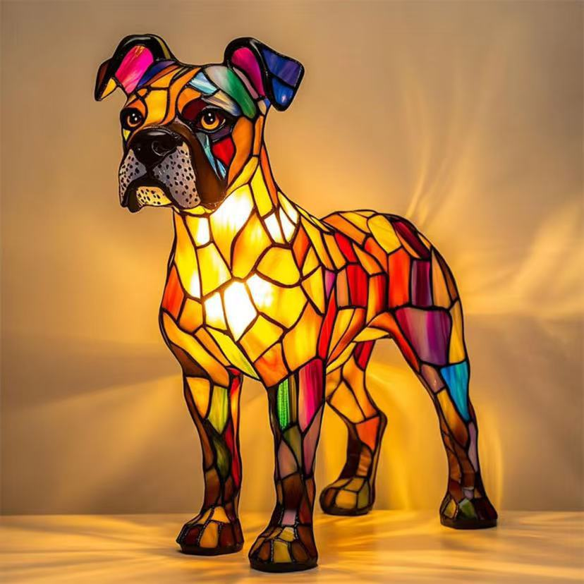 🐱🐶Okraski iz smole, LED nočna lučka, umetnost, živalski kip, kreativna dekoracija za pisarno, dom, stikalo z USB vtičnico