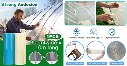 🌳👍👍【30 cm x 10 m】Cinta de reparación de invernaderos de verduras, cinta de reparación de película plástica