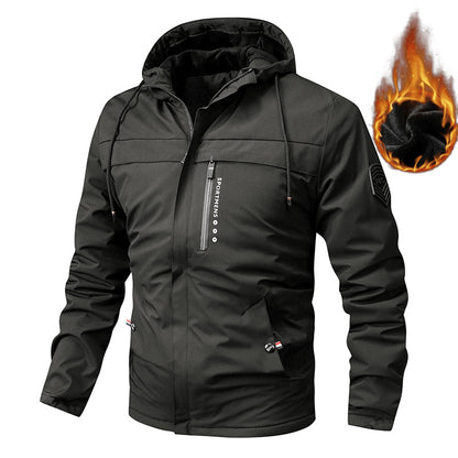 【50% de descuento】 [M-4XL] Chaqueta gruesa con capucha y cortavientos para hombre, otoño e invierno, para actividades al aire libre, informal, 2026