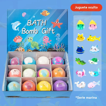 🔥【12 piezas 40 euros】Juego de 12 bolas de sales de baño con forma de animales marinos (60 g cada una) para niños.