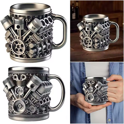 🎁☕ Šálka na kávu Creative Engine V6V8 z nehrdzavejúcej ocele, mechanický dizajn