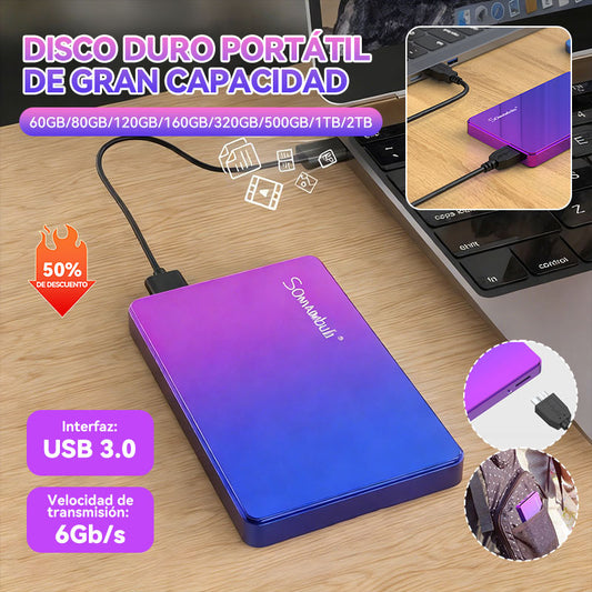 【80GB】Disco duro portátil gran capacidad y almacenamiento fácil de transportar