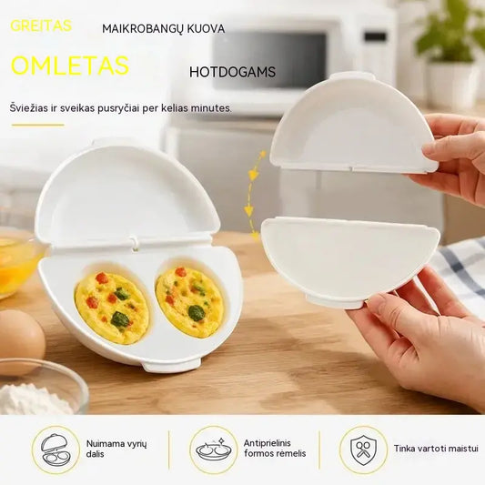 🍳 „2 viename“ omletų gaminimo indas mikrobangų krosnelei | Greitai ir lengvai paruoškite kiaušinius
