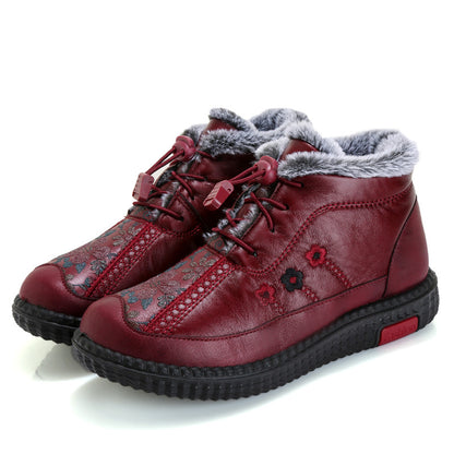 🔥🔥【35-40】Botas de nieve de cuero con forro térmico y suela antideslizante para invierno