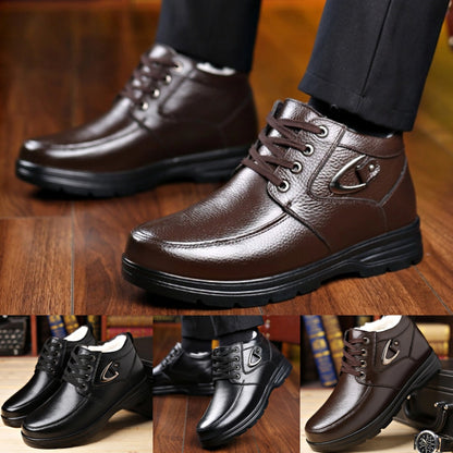 🔥【Nuevo producto】Otoño e invierno 2026, terciopelo para hombre, cuero suave y engrosado, zapatos casuales antideslizantes, botas cálidas de algodón【38-45】