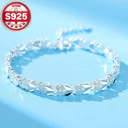 😀👉【¡Compra uno y llévate otro gratis!】💖🍀Me encanta la nueva pulsera de plata 925 con trébol de cuatro hojas para mujer, ¡a la moda!【50% de descuento】