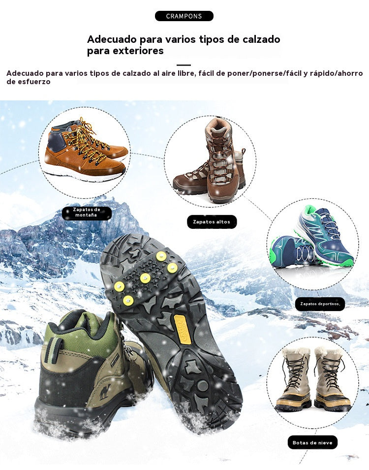 👴🚶🏔️❄️【Compra 1 y llévate 1 gratis】🔥Crampones invisibles antideslizantes de cinco dientes, cubrezapatos para exteriores, imprescindibles para caminar en la nieve, escalar montañas y rocas.