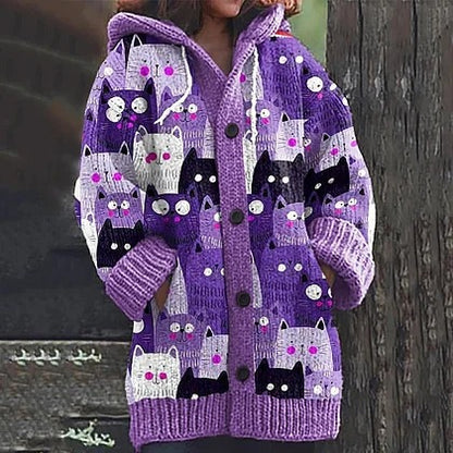 🔥🐾【descuento por tiempo limitado -50%】 Abrigo con capucha para mujer, elegante y adorable, con estampado de animales, ideal para otoño e invierno 🧥✨