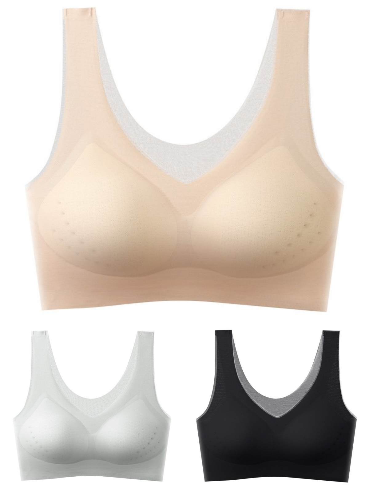 ❄️🧊【Oferta limitada】✨【Juego de 3 piezas】【40–120KG】Sujetador push-up de seda helada 2026 – sin costuras, ligero y transpirable ❄️💃【Comodidad diaria máxima】