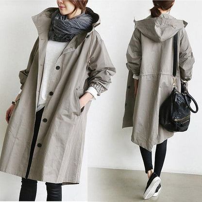 🌾✨【S-5XL】Nueva gabardina casual de mujer con mangas largas y capucha