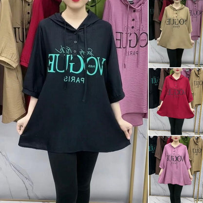 🔥👚【2XL-6XL】2025 nové módní tričko volné velikosti s kapucí, tenké ledové hedvábné bavlněné bavlněné konopné tričko