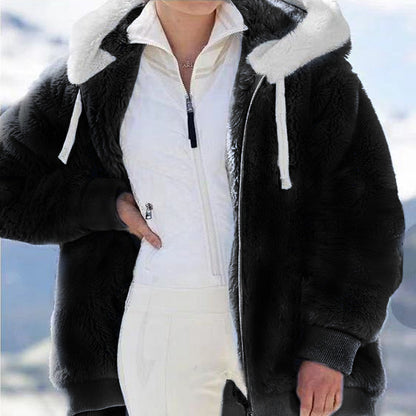 ☃️Omejen 50 % popust❄️[S-5XL] Ženska jakna 2025 s kontrastnimi črtami iz debele plišaste tkanine