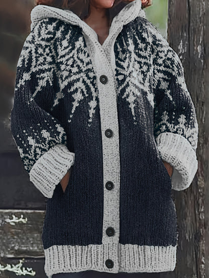 🔥【високо качество】【S~5XL】❄Елегантно ретро яке с качулка в цвят снежинка