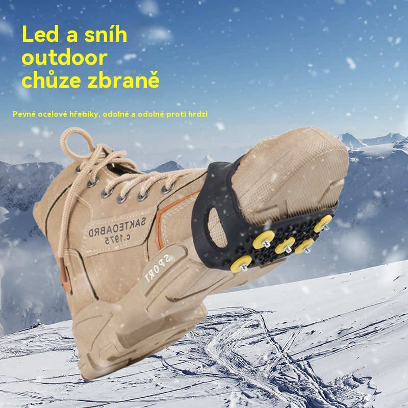 👴🚶🏔️❄️【Compra 1 y llévate 1 gratis】🔥Crampones invisibles antideslizantes de cinco dientes, cubrezapatos para exteriores, imprescindibles para caminar en la nieve, escalar montañas y rocas.