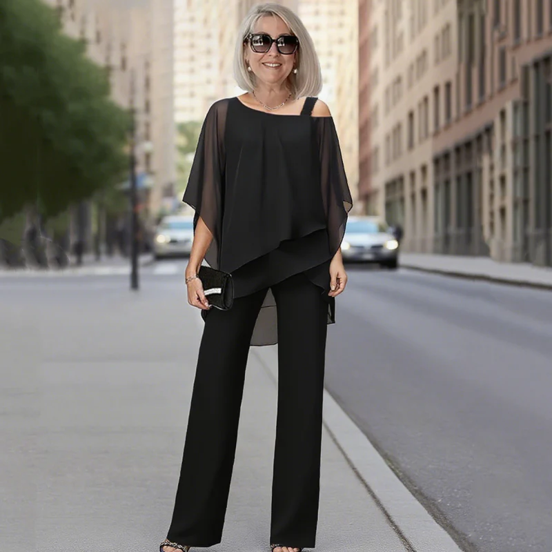 ⏳Oferta por tiempo limitado⏰【50-120KG】👚👖Conjunto de dos piezas para mujer, conjunto de hombros descubiertos agradable para la piel✅【Top + Pantalones】