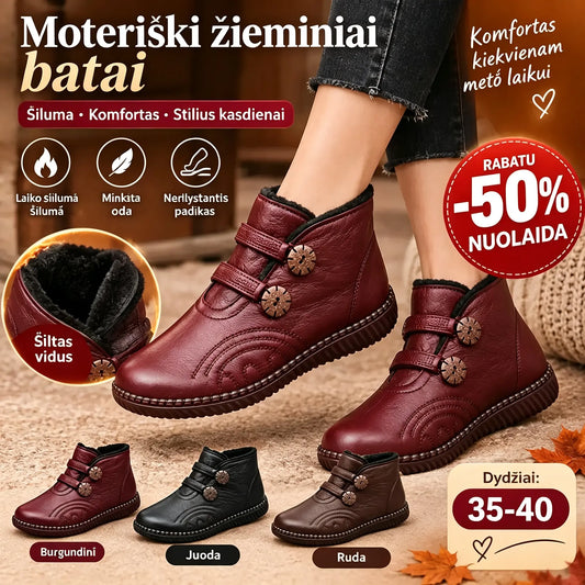 ❄️ Moteriški žieminiai aulinukai 🥾 Šilti, patogūs ir neslidūs | Minkštas flisinis pamušalas | Dydžiai 35–40