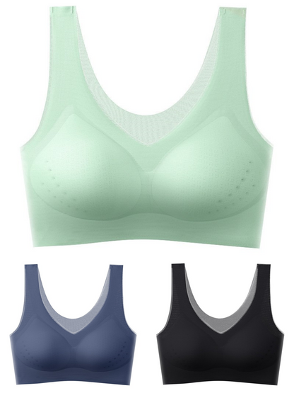 ❄️🧊【Oferta limitada】✨【Juego de 3 piezas】【40–120KG】Sujetador push-up de seda helada 2026 – sin costuras, ligero y transpirable ❄️💃【Comodidad diaria máxima】