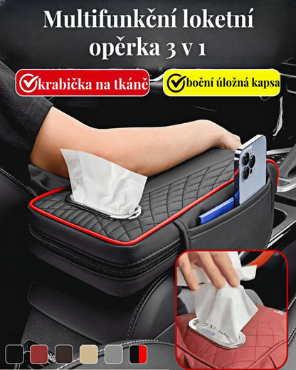 【Zvláštní nabídka】Multifunkční kožená loketní opěrka do auta tři v jednom