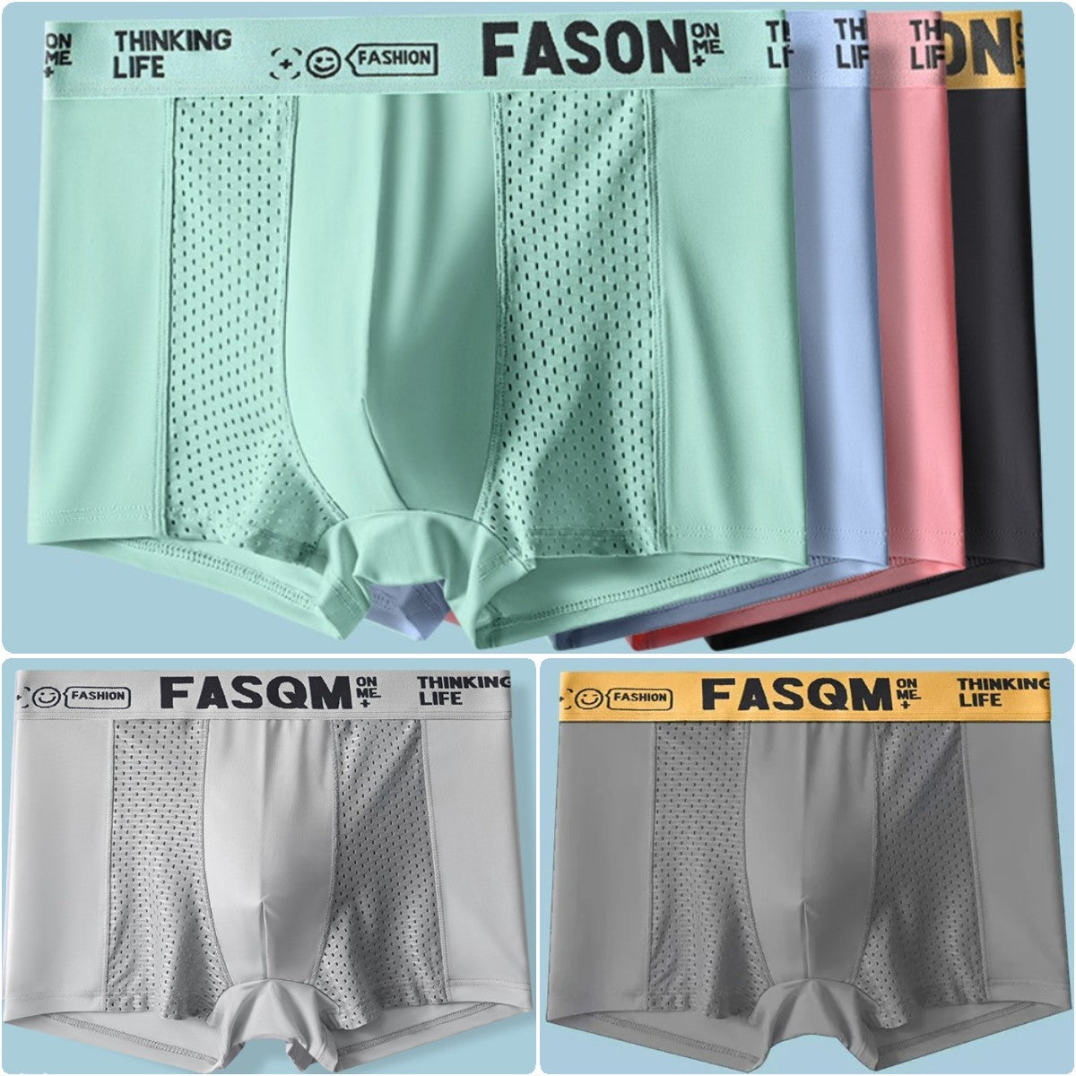 🩳Venta caliente en español🩳【Paquete de 6】Calzoncillos bóxer de malla transpirable de seda helada para hombre