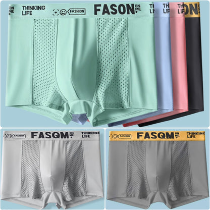 🩳Venta caliente en español🩳【Paquete de 6】Calzoncillos bóxer de malla transpirable de seda helada para hombre