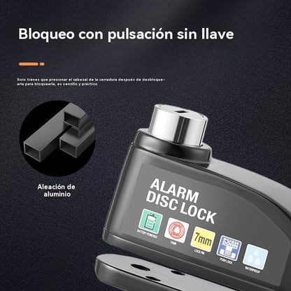 🏍️💨Nuevo bloqueo de freno de disco para motocicleta recientemente actualizado con capacidad de carga, alarma antirrobo y función de bloqueo del freno de disco.