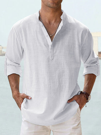 🤩【S-5XL】Camisa de manga larga para hombre, material de algodón y lino.