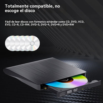 📢📢!50% de descuento! 💿💻 Unidad externa de CD/DVD: Plug & Play, portátil y compatible con Mac/Windows