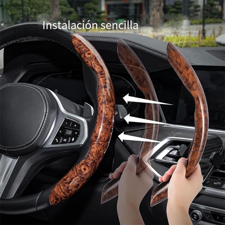 🚗【1 juego de 3 piezas】 Funda antideslizante para volante de coche con vetas de madera