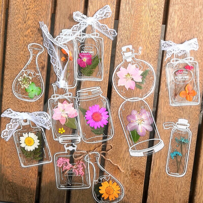 🌸🌷 【80 piezas】Materiales DIY para marcapáginas de flores secas y láminas de plastificado -Flor no incluida