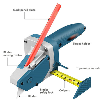 🛠️Cortadora de cartón yeso con posicionamiento de cinta métrica (incluye 5 cuchillas + 1 lápiz)