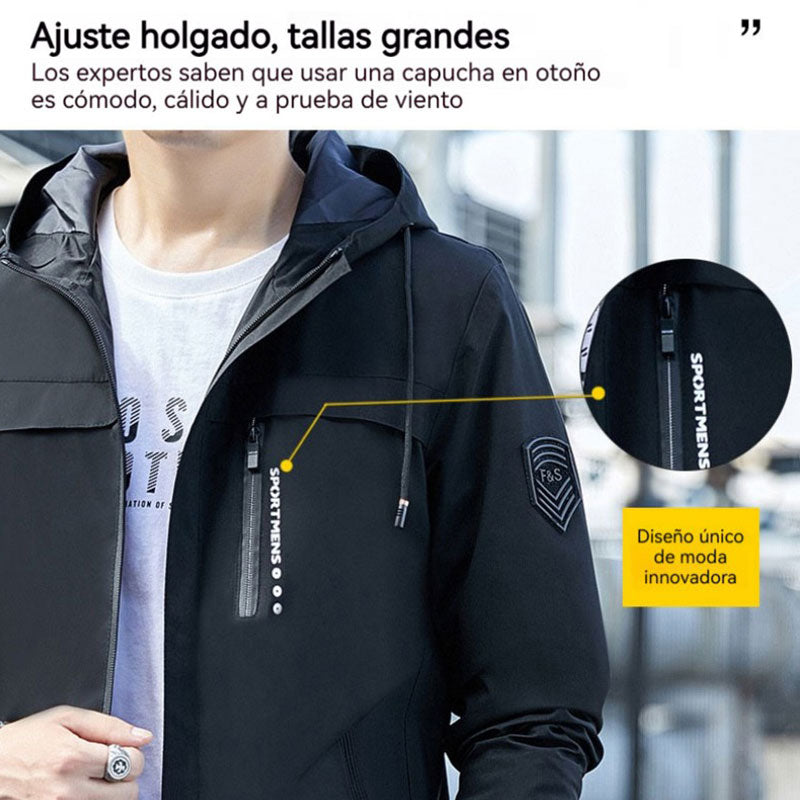 【50% de descuento】 [M-4XL] Chaqueta gruesa con capucha y cortavientos para hombre, otoño e invierno, para actividades al aire libre, informal, 2026