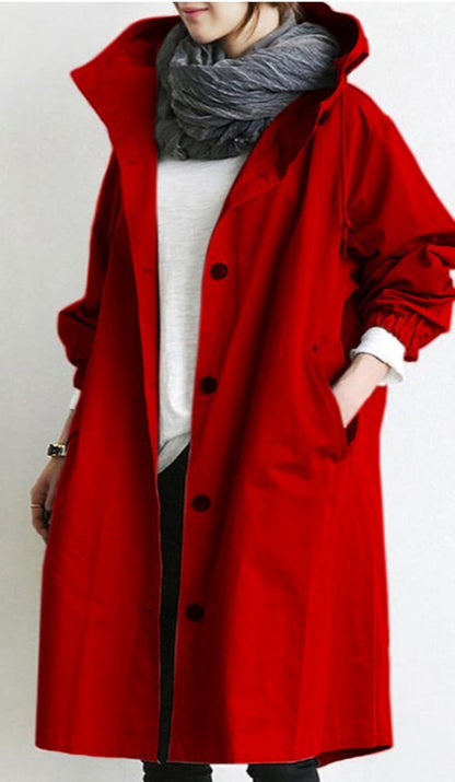 🌾✨【S-5XL】Nueva gabardina casual de mujer con mangas largas y capucha