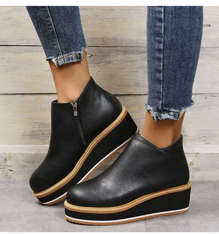 【35-43】Nuevos botines de cuero informales de gran tamaño