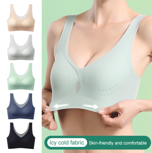 ❄️🧊【Oferta limitada】✨【Juego de 3 piezas】【40–120KG】Sujetador push-up de seda helada 2026 – sin costuras, ligero y transpirable ❄️💃【Comodidad diaria máxima】