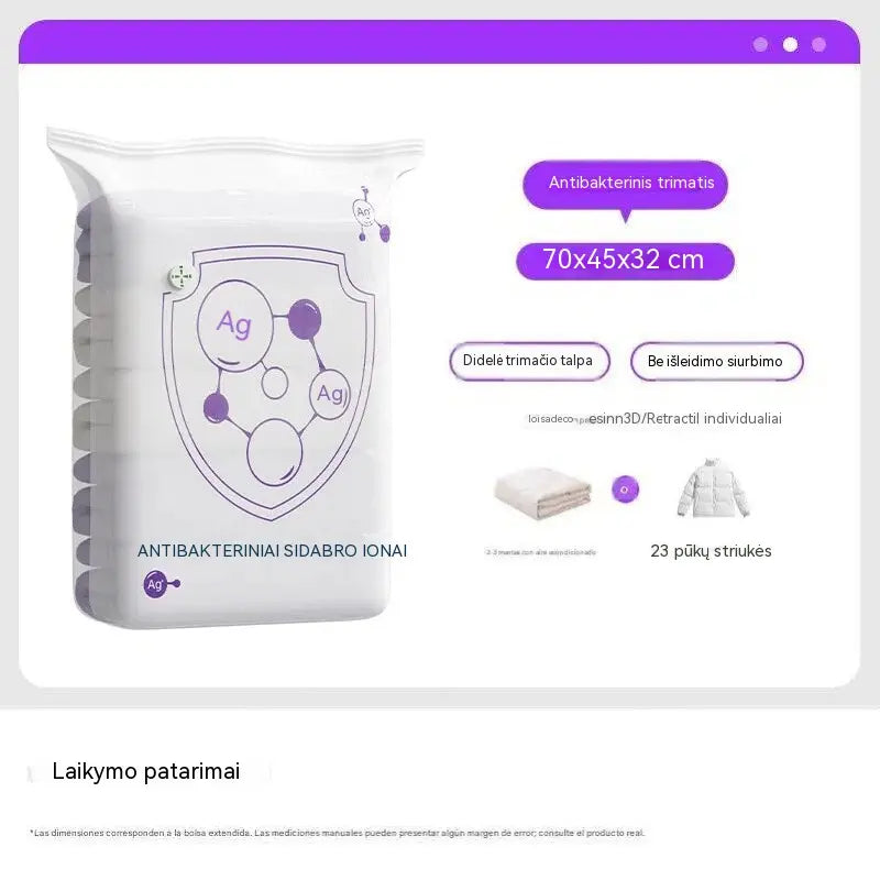 ✨ (5 vnt.) 💨 Didelis, suspaudžiamas vakuuminis maišas daiktams laikyti: nereikia siurblio, sandarus, puikiai tinka vietai taupyti lagaminuose ir namuose ✈️