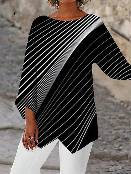⏰💥 Promoción de temporada 🔥 【40-100 kg】Camisa de manga larga con cuello redondo estampada 2026
