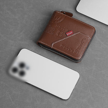 🔥🔥【Compre 1 y obtenga 1 gratis】Nueva y elegante cartera corta con cremallera de estilo retro para hombre.