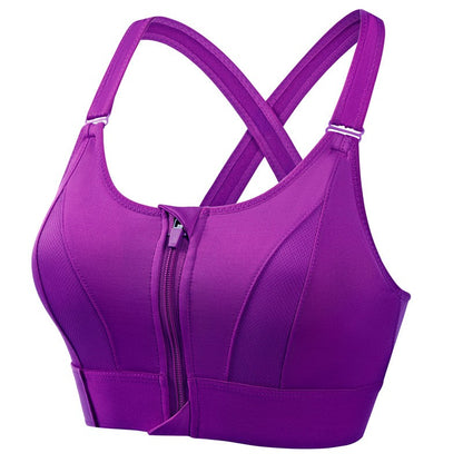💖【Compra 1 y llévate 1 gratis】✨【S-5XL】Sujetador deportivo ajustable con cremallera frontal sin aros, soporte firme y espalda cruzada