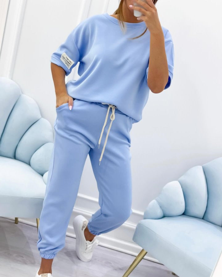 🔥Conjunto casual de top y pantalón liso para mujer