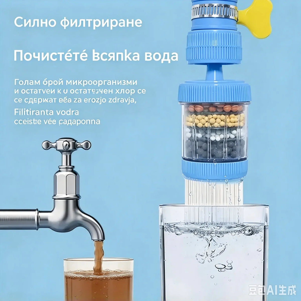 2 броя за 21 € – 🔥 Купи един и ще получиш втория безплатно! 💧 Филтър за чешмата: подобрява качеството на водата от чешмата.