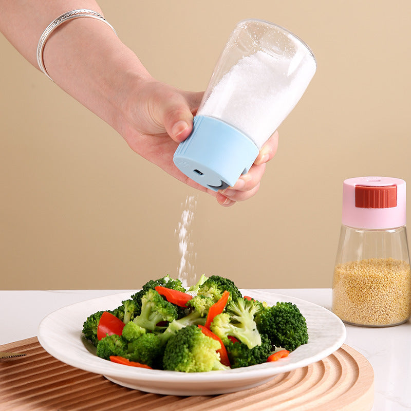 【Compra 2 y llévate 2 gratis】Recipiente medidor de sal tipo prensa de cocina, caja de condimentos, botella de condimentos de cocina