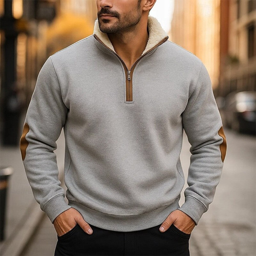 🔥【50% de descuento】Sudadera vintage con bordado y media cremallera  cómoda y con estilo