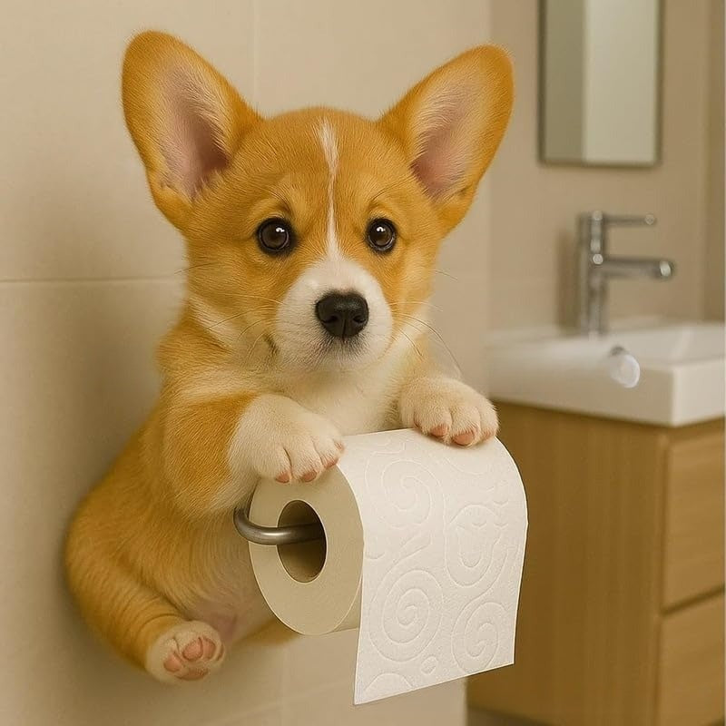 🐕Roztomilý držák na toaletní papír ve tvaru štěňátka – praktický a dekorativní!
