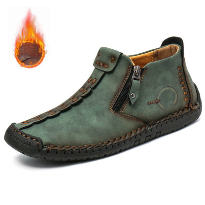 🥾Изцяло ръчно изработени мъжки ботуши Martens от естествена кожа (38-48), с подплата от пух и цип – топли, удобни и елегантни, подходящи за зимата.