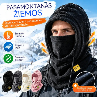 ❄️ Visiškai dengianti termo kepurė su flisiniu pamušalu, sauganti nuo šalčio net iki -20 °C. ⛷️ Puikiai tinka slidinėjimui, važiavimui motociklu ir veiklai lauke.