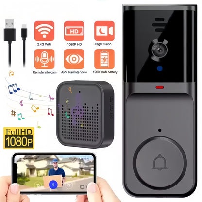 🔥Cámara de timbre inalámbrico: 1080P, ángulo de 170°, pantalla de 4,3 pulgadas, impermeabilización exterior IPX65, visión nocturna