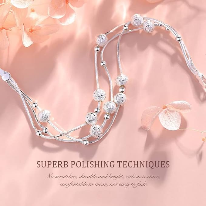 🍨【Compra uno y llévate otro】🧊 Pulsera plateada con cuentas de la suerte "Tres vidas", elegante y brillante para ella
